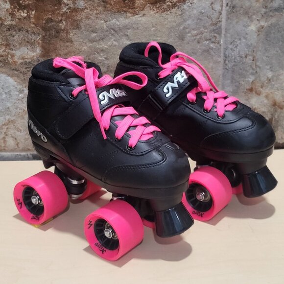 Epic Super Nitro Quad Speed Roller Skates Black Boots Pink Wheels Youth 3 - Picture 8 of 11